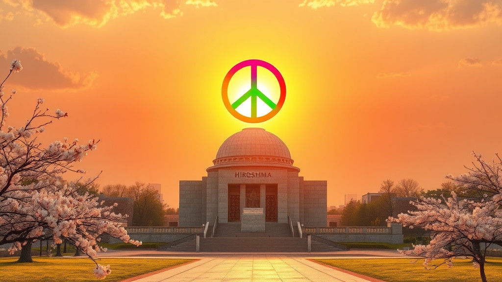 Hiroshima Peace Memorial Park with Rainbow, Photorealistic