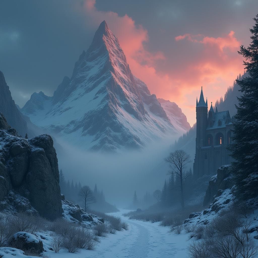 Dark Fantasy Mountain Range in Baroque Style