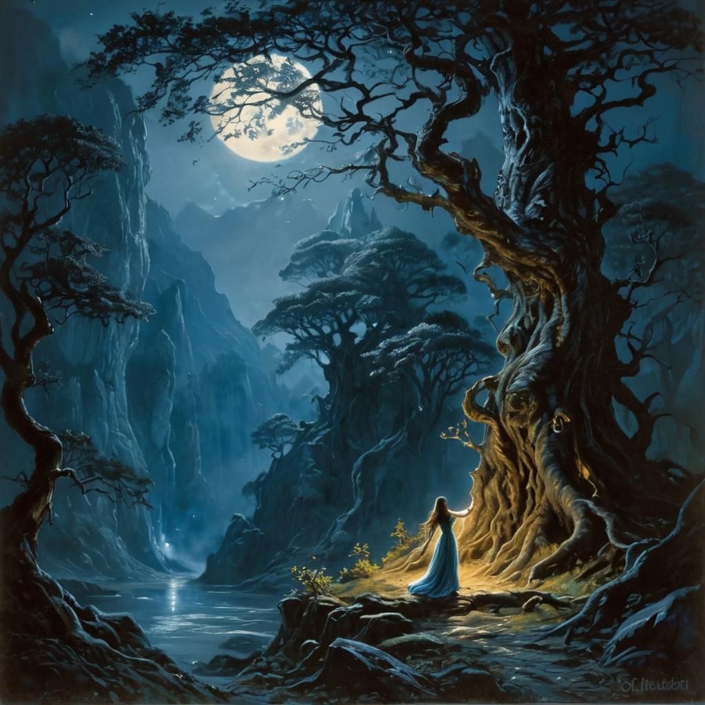 Lúthien Dances in Neldoreth: Fantasy Oil Painting