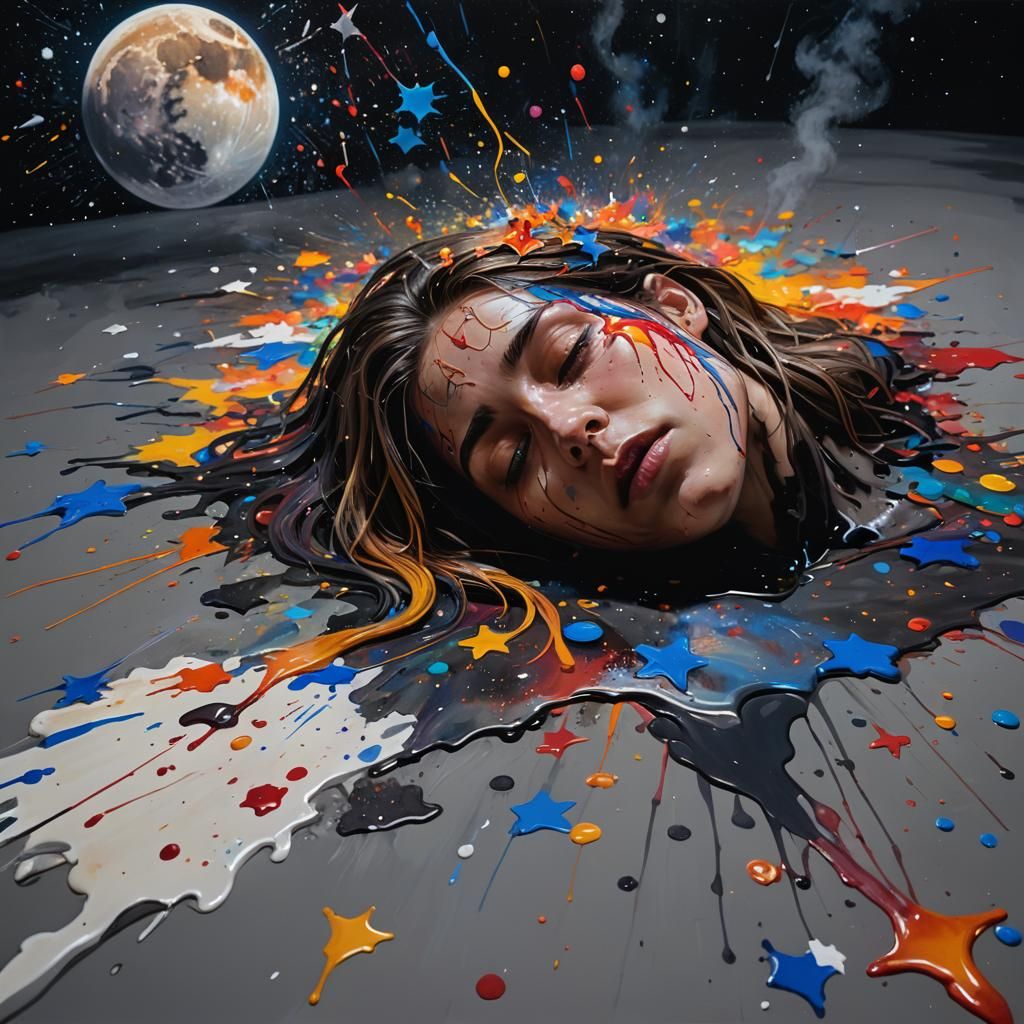 Melting Paint: A Hyperrealistic Night Scene