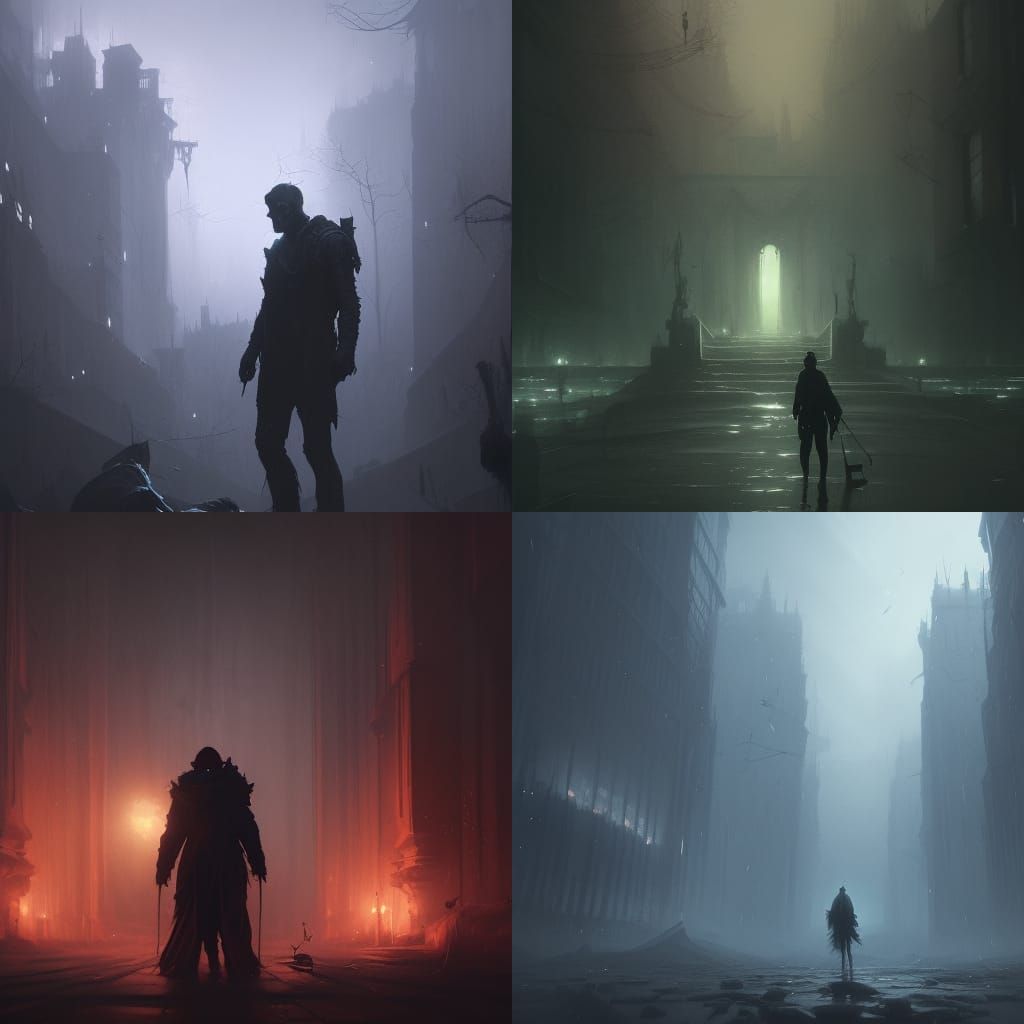 Depressed Ghost Man in Dark Fantasy Style