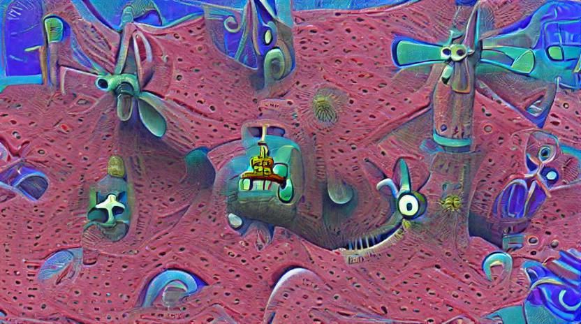 Spongebob's Steampunk Adventure: Surreal Oil Painting