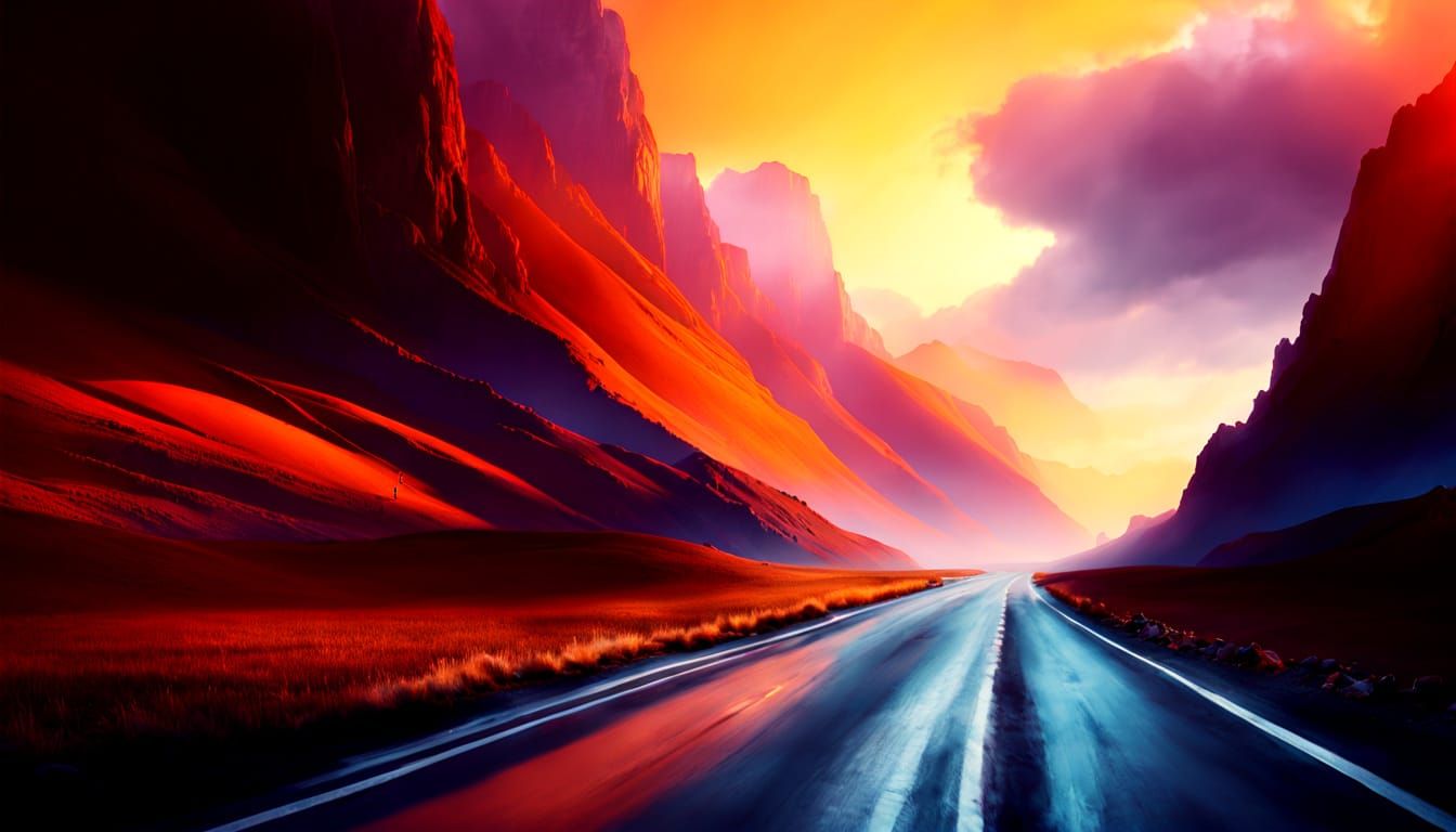 Rocky Mountain Road: Hyperdetailed Digital Art