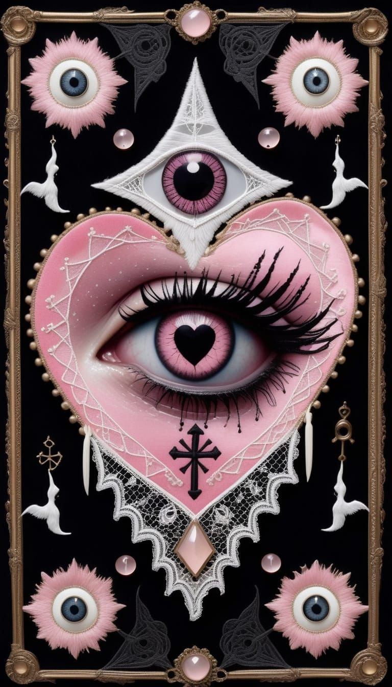 Macabre Heart Collage with Gothic Symbols