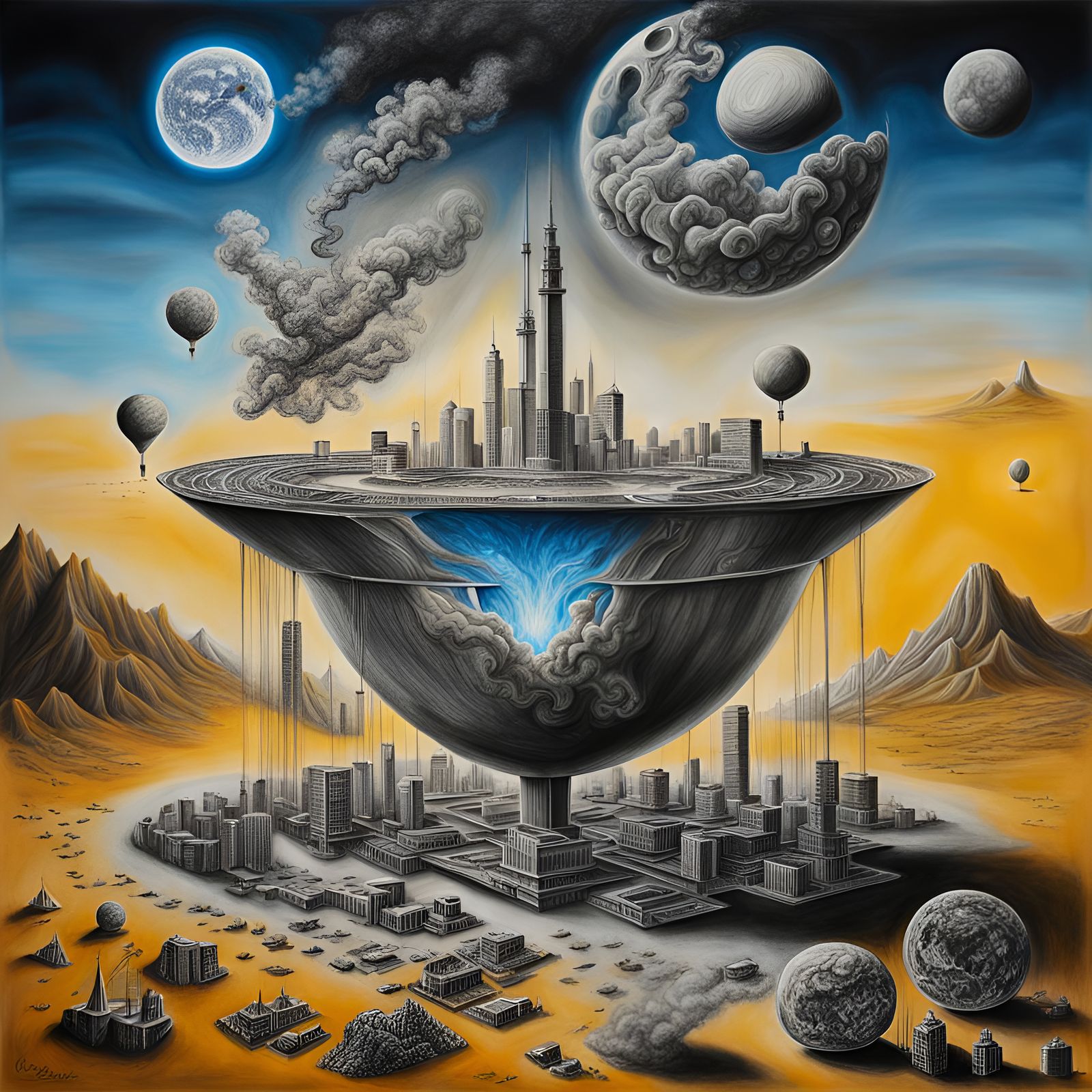 Hyperdetailed Charcoal Drawing of Plasma Knowledge