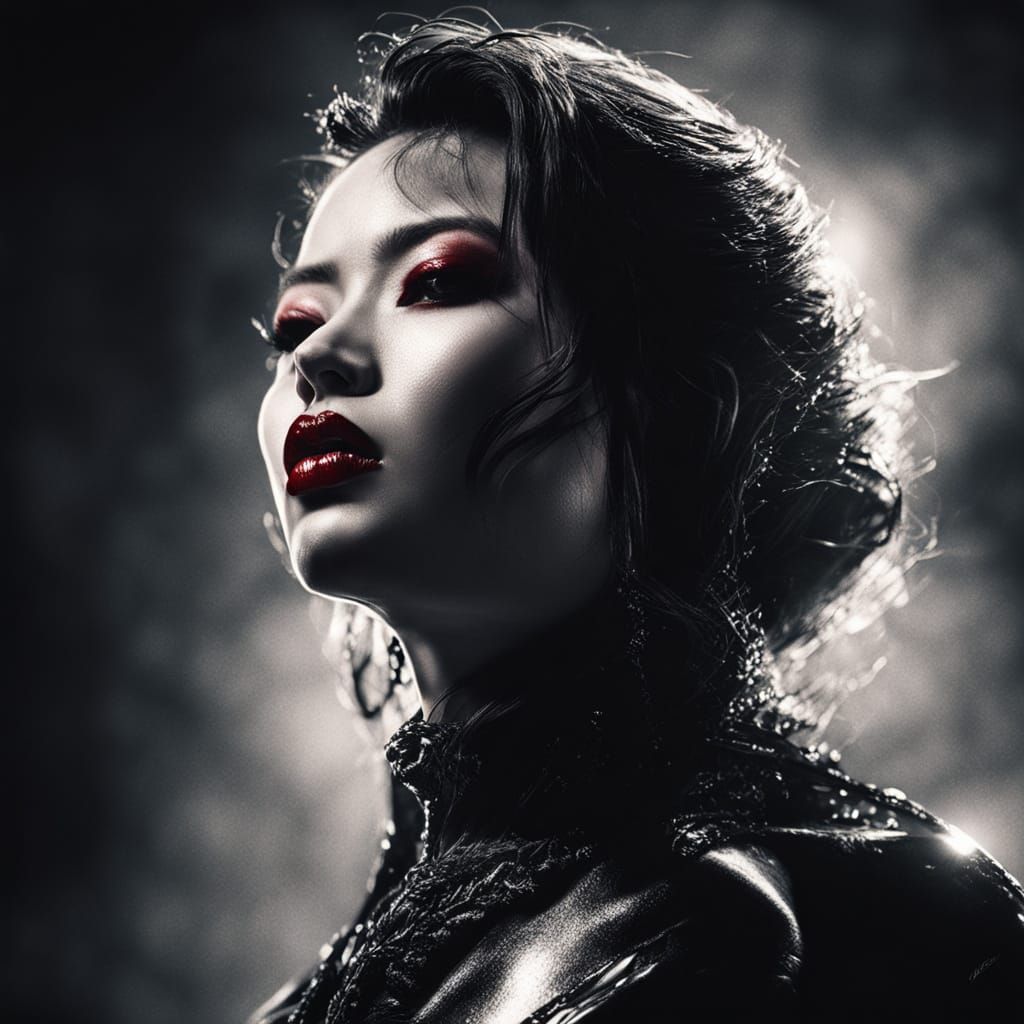 Cinematic Playboy Cover: Voluptuous Woman with Red Lips