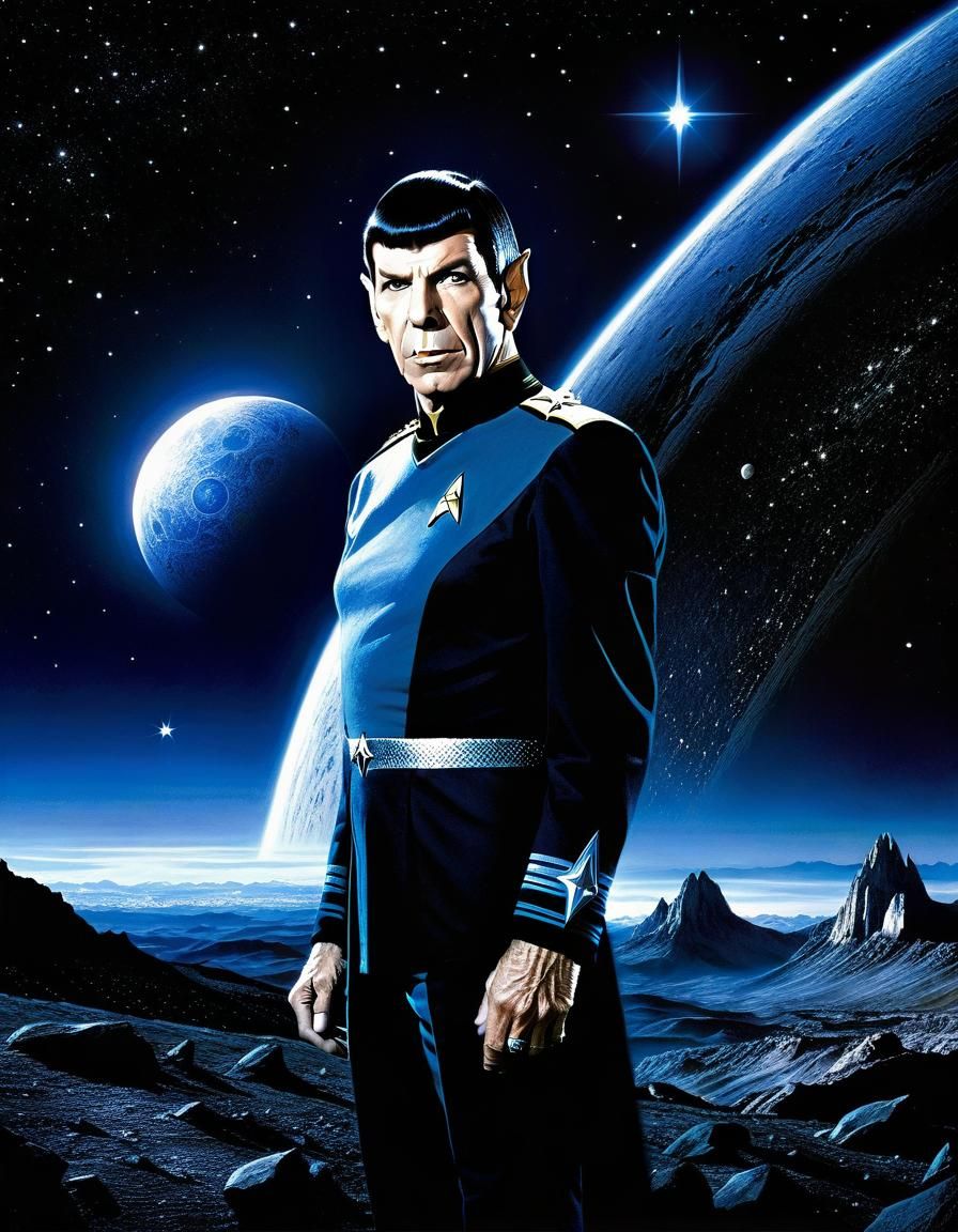 Spock Portrait on Alien Planet, Luis Royo Style