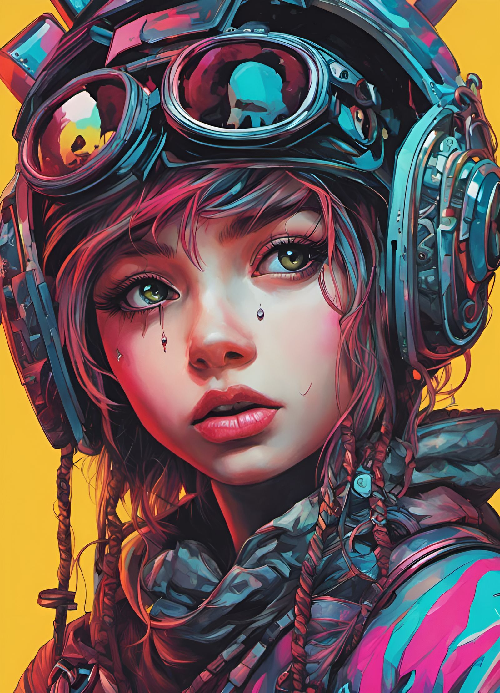 Neon Punk Girl with Puppy Dog Eyes