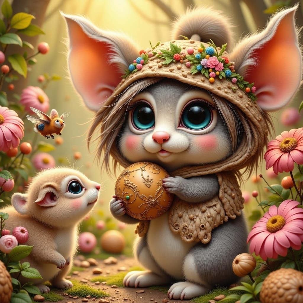 Whimsical Fantasy Creatures in a Vibrant Playroom Scene