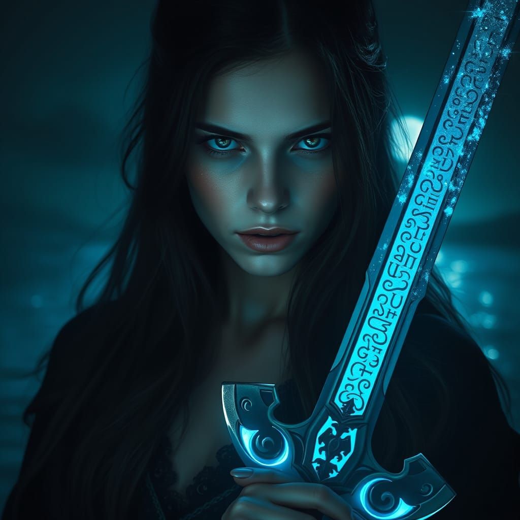 Lady of the Lake with Magic Sword in Rutkowski Style