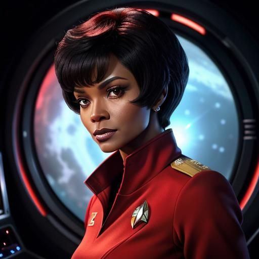 Nyota Uhura on the Enterprise Bridge in 1960s Style
