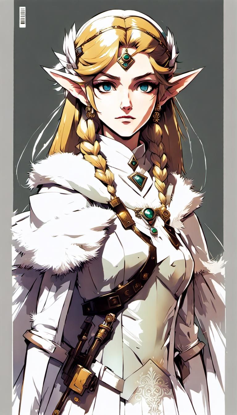 Princess Zelda Manga Portrait in Biopunk Style