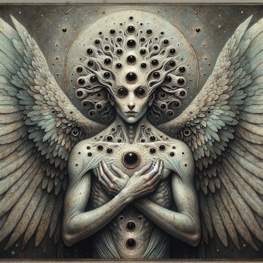 Sad Ophanim: A Celestial Being's Sorrow