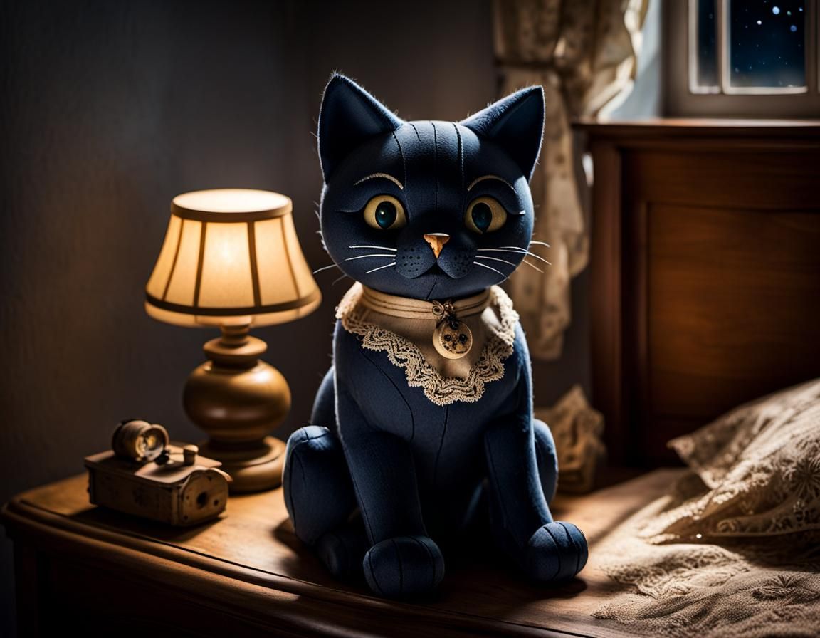 Vintage Toy Cat in Abandoned Room