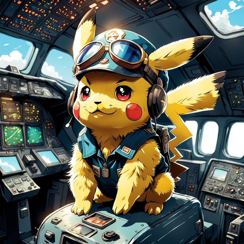 Pikachu as Pilot in Anime Style