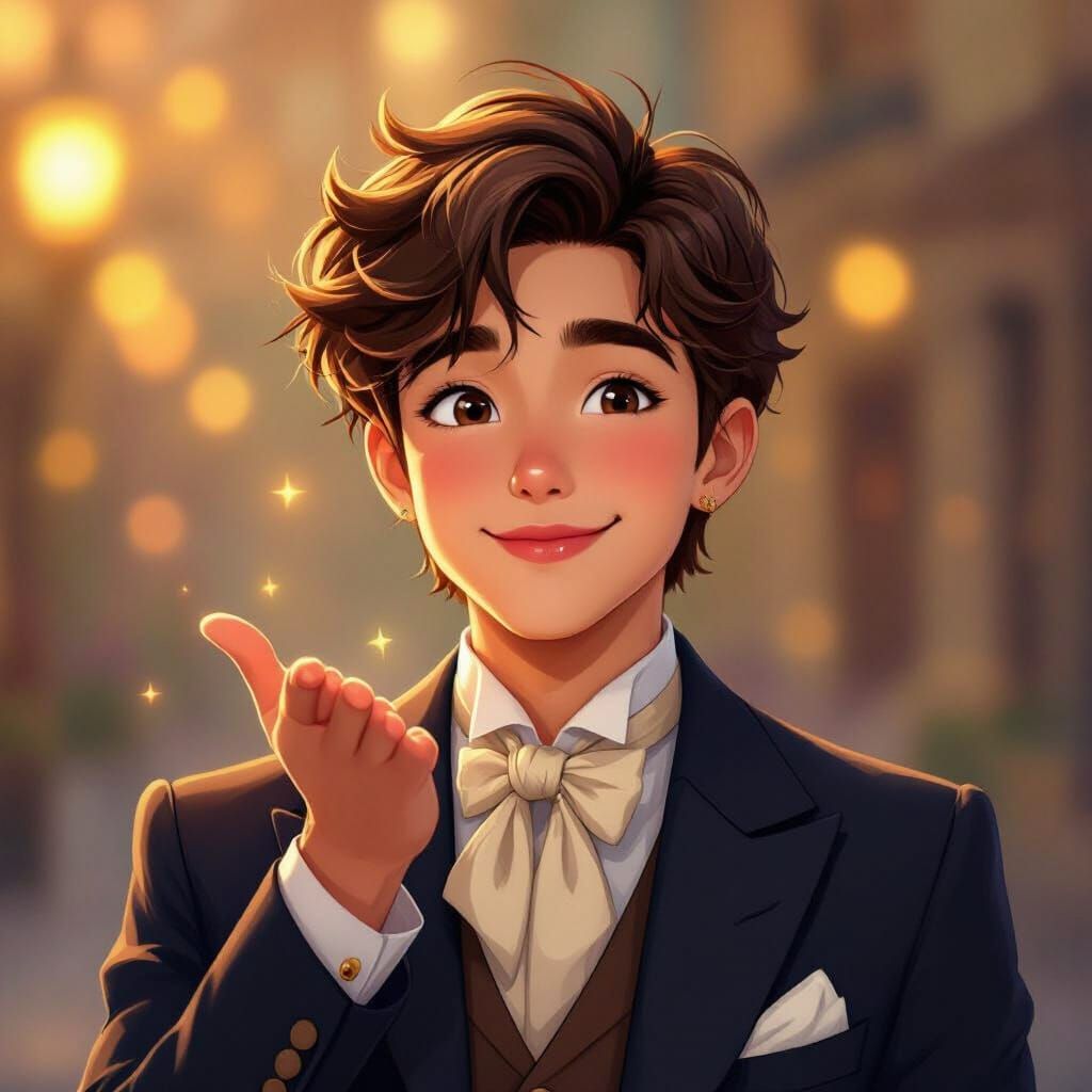 Joyful Teenager in Preppy Blazer Blows a Kiss