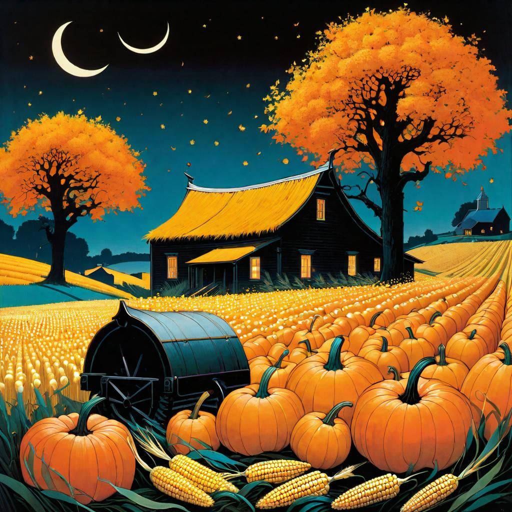 UV Painting: Autumnal Cornucopia in Neoclassical Style