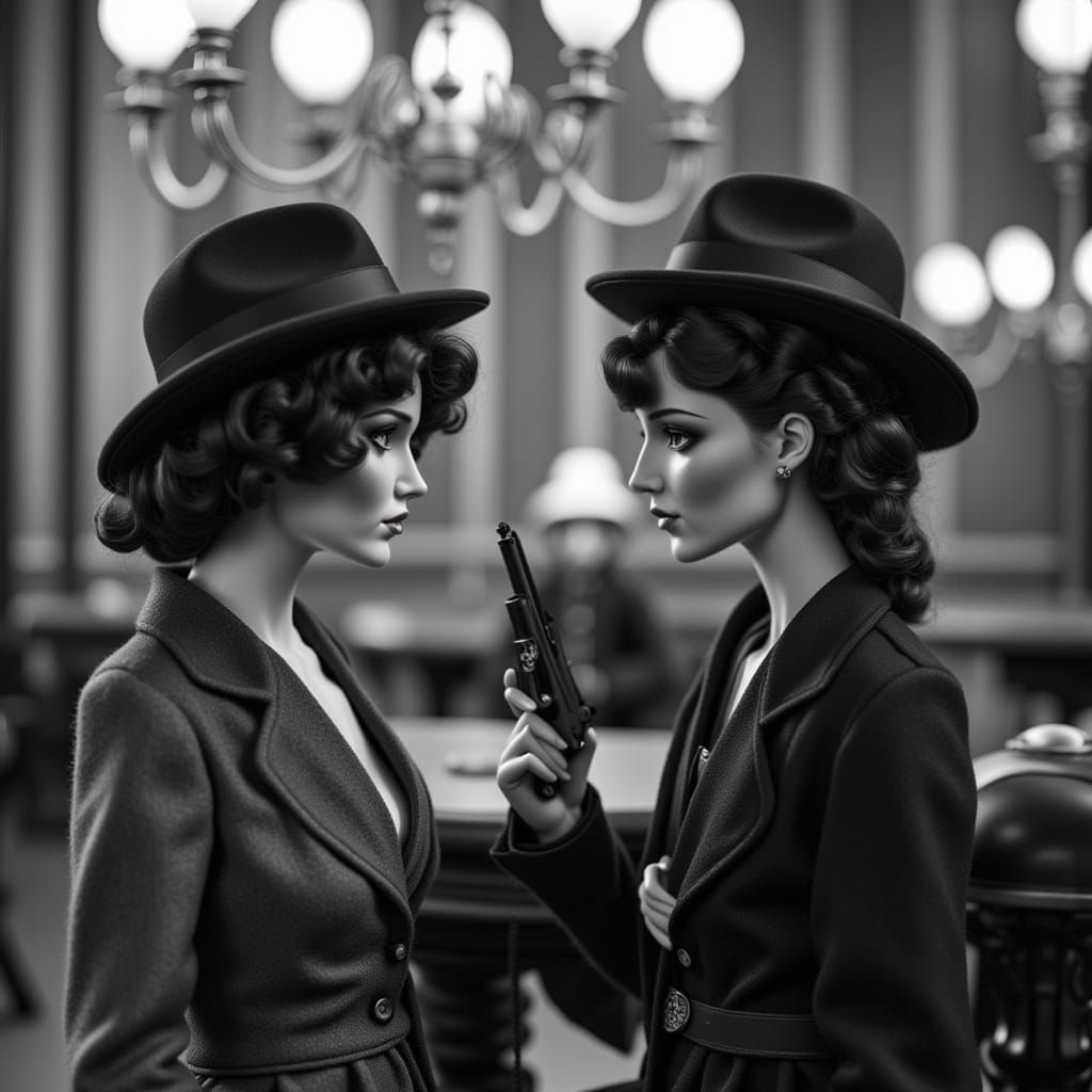 Bonnie and Clyde Bank Robbery in 1920s Style