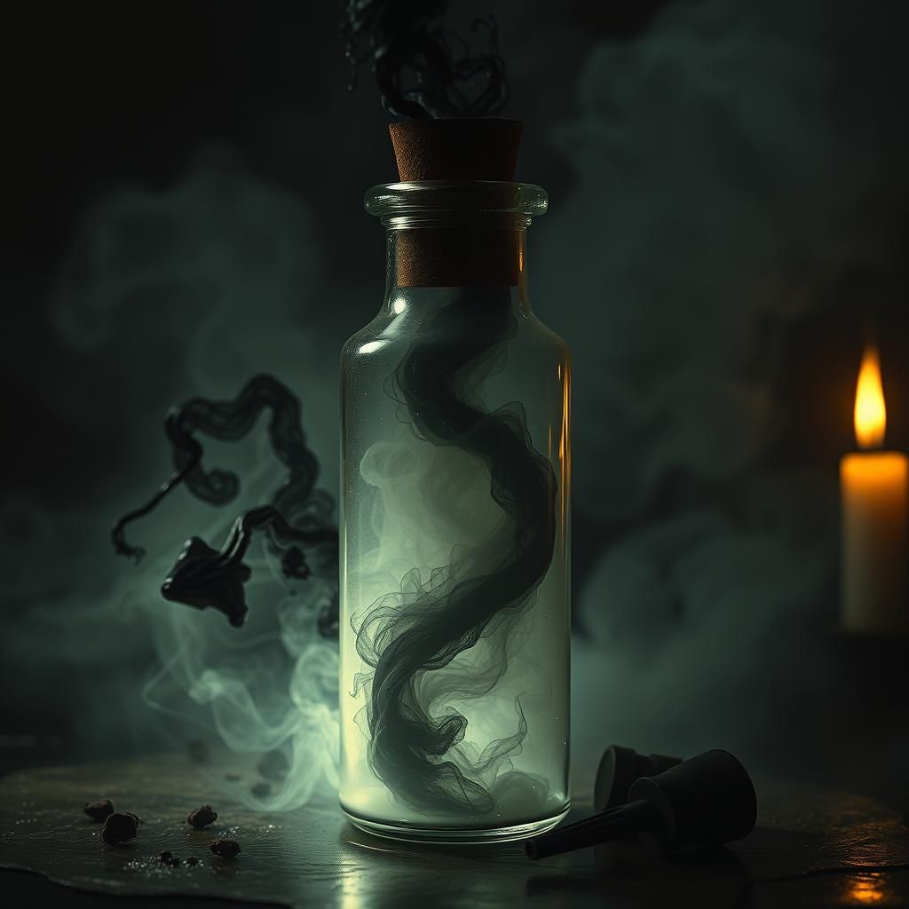 Eerie Vial of Dark Energy in Gothic Style