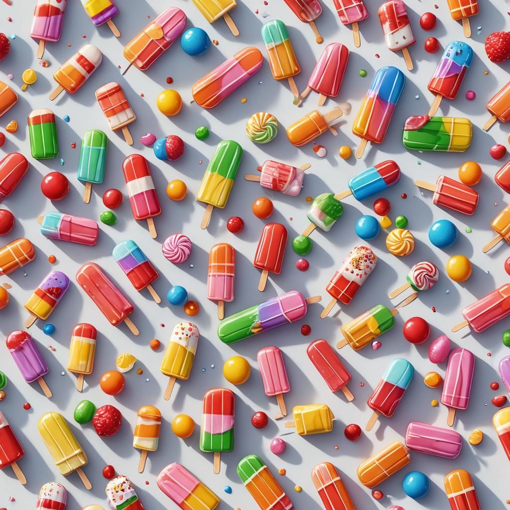 Hyperrealistic Popsicle in Whimsical Candyland Art Style