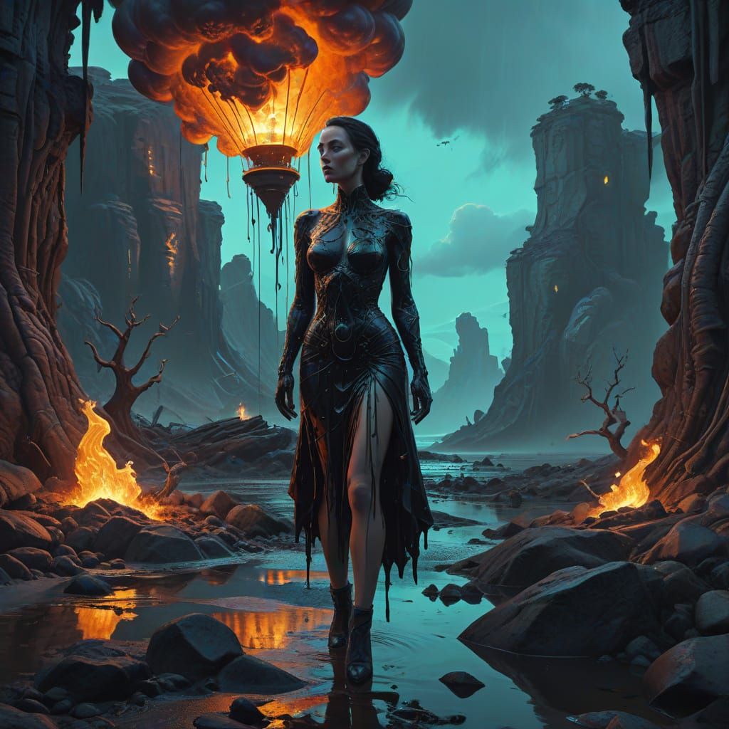 Surreal Zentangle Woman Inspired by Salvador Dali