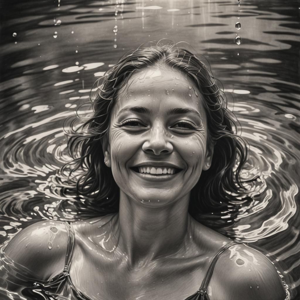 Serene Charcoal Drawing of Mother After Birth