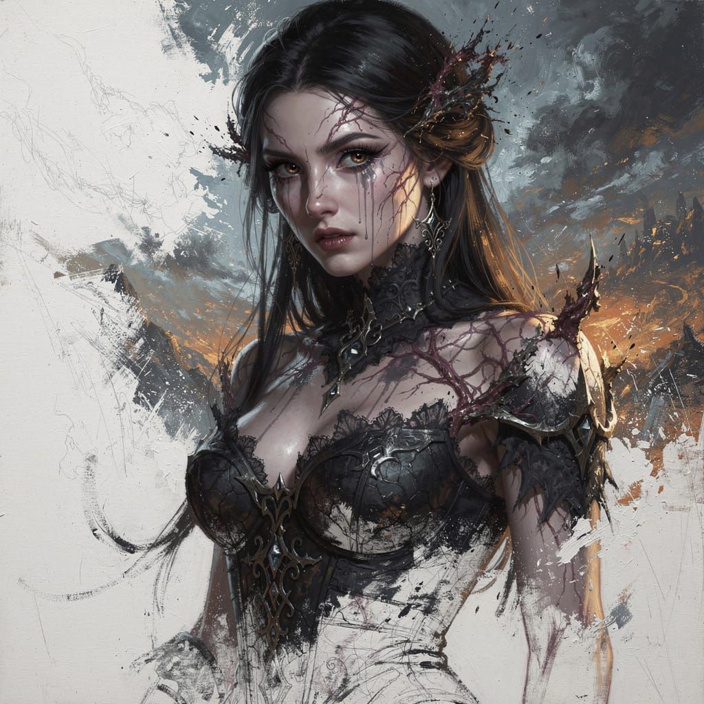 Gothic Figure Dissolving in Surreal Fantasy Portrait