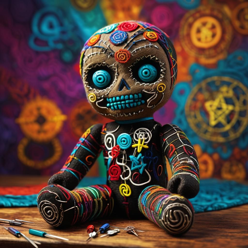 Menacing Voodoo Doll with Mystical Symbols