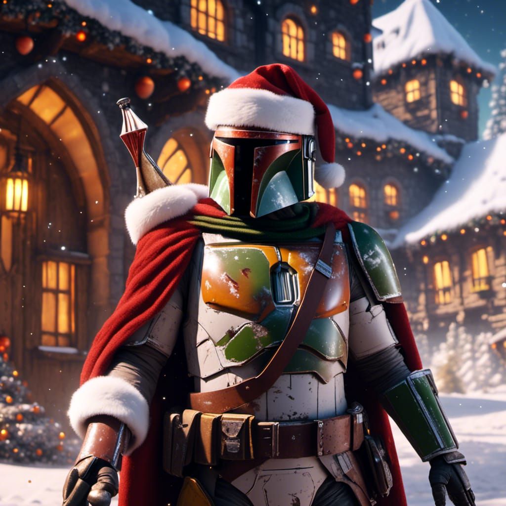 Boba Fett as Santa Claus: Detailed Matte Painting