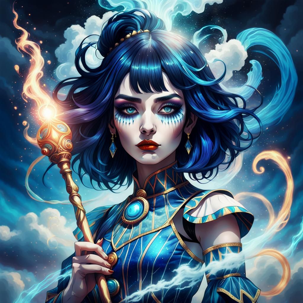 Genshin OC from Snezhnaya, dark blue hair, hydro vision and ...