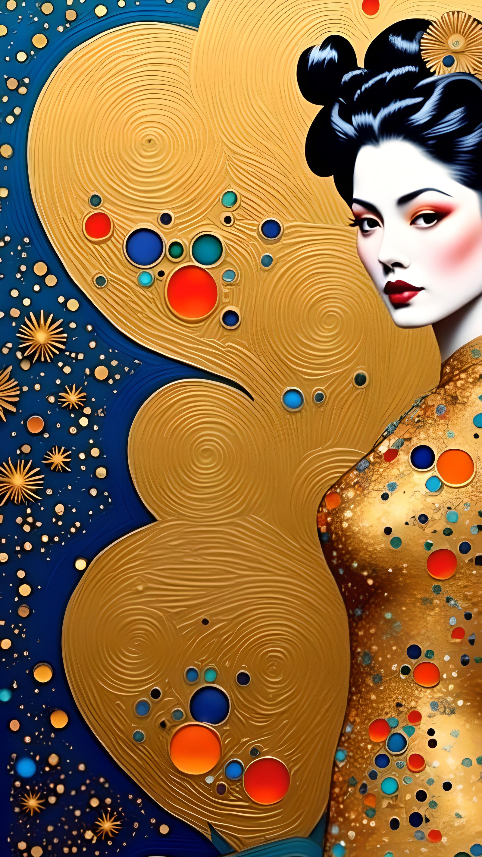 Golden Woman Portrait in Vienna Secession Style