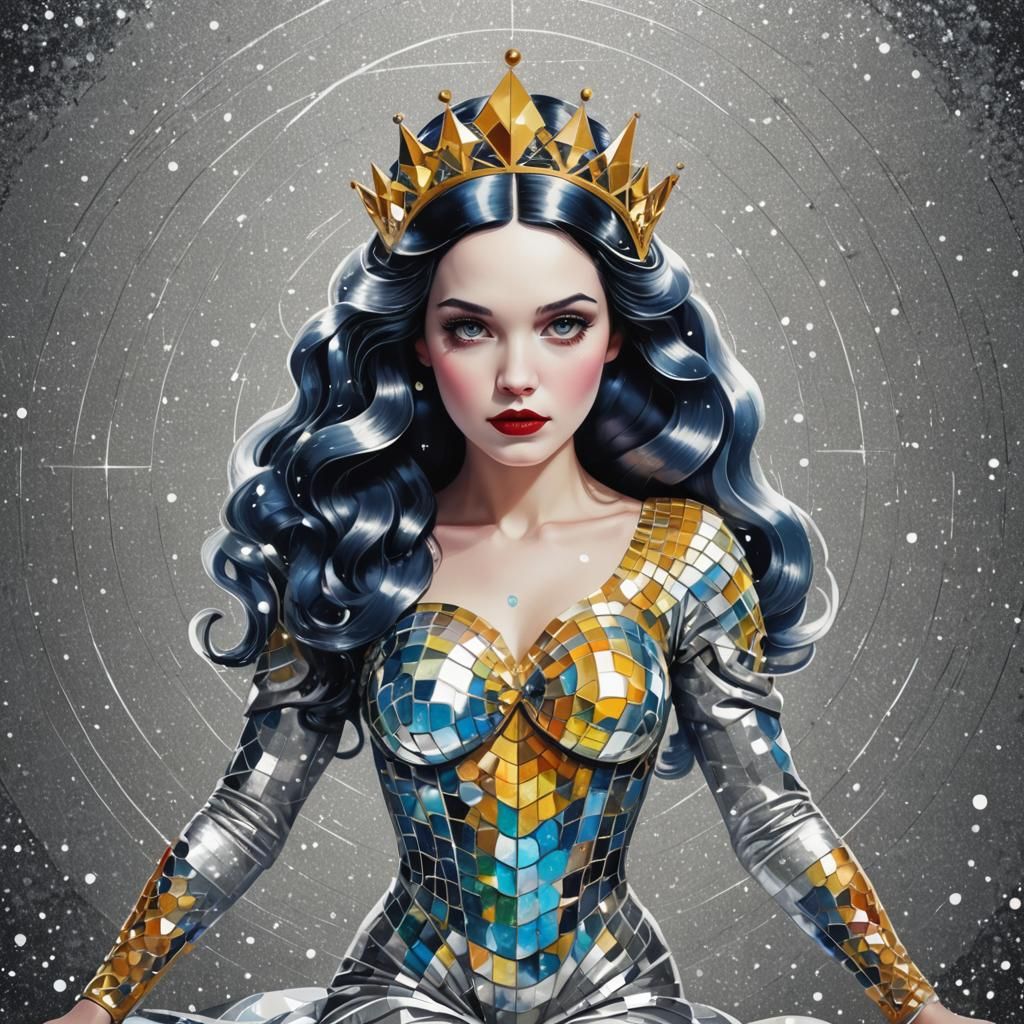 Snow White Space Mermaid in Pop Art Style