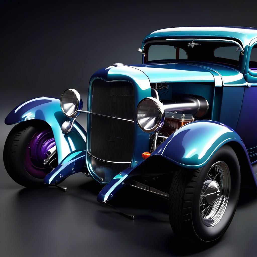 1932 Ford Coupe Hot Rod in Splash Art Style