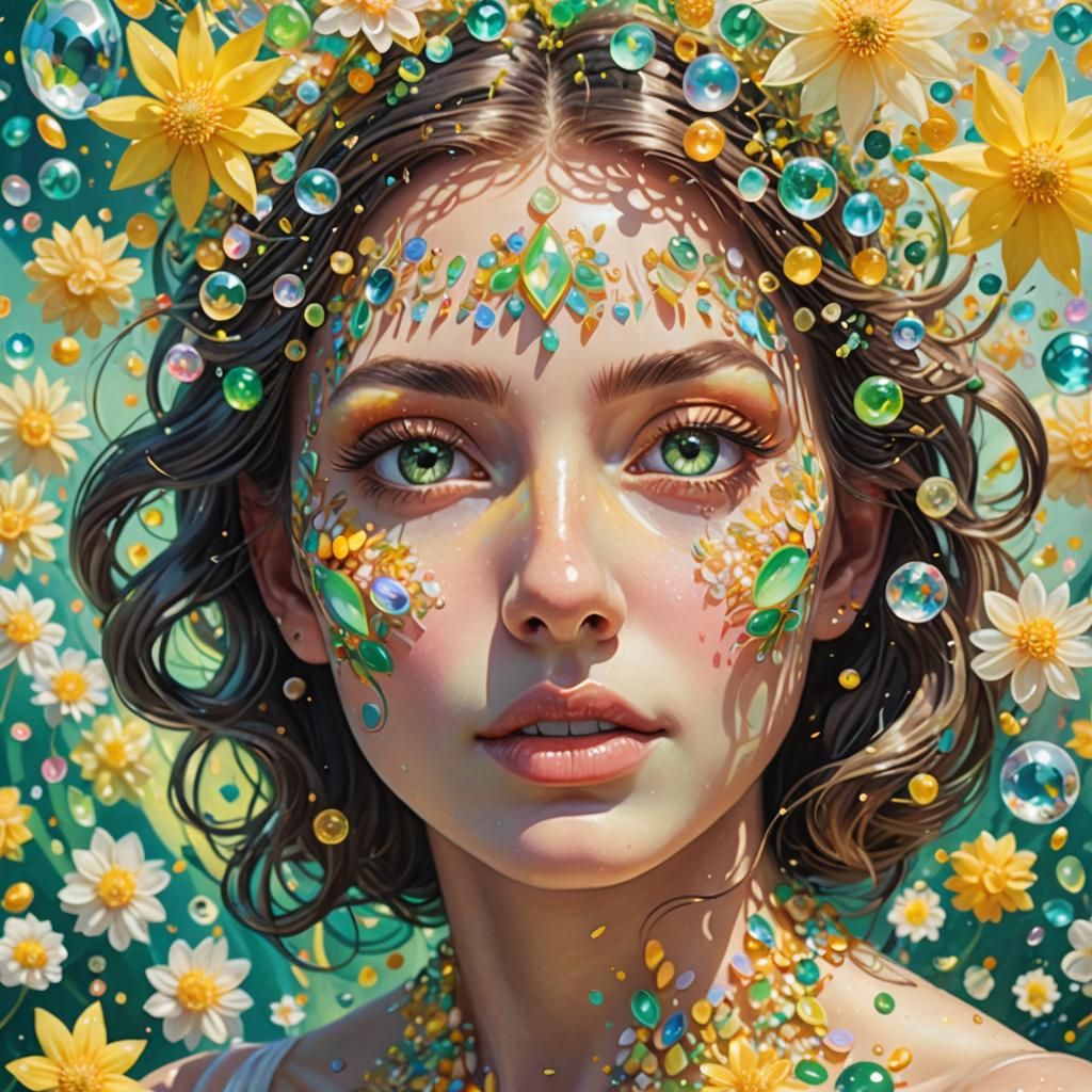 Iridescent Eyes Reflecting Kaleidoscope Patterns as Candy Ar...