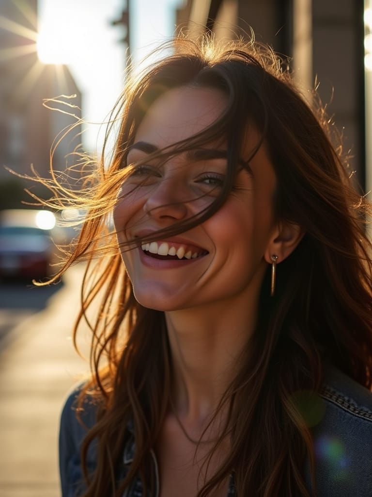 Portrait of a Happy Texas Woman in Dramatic Morning Light