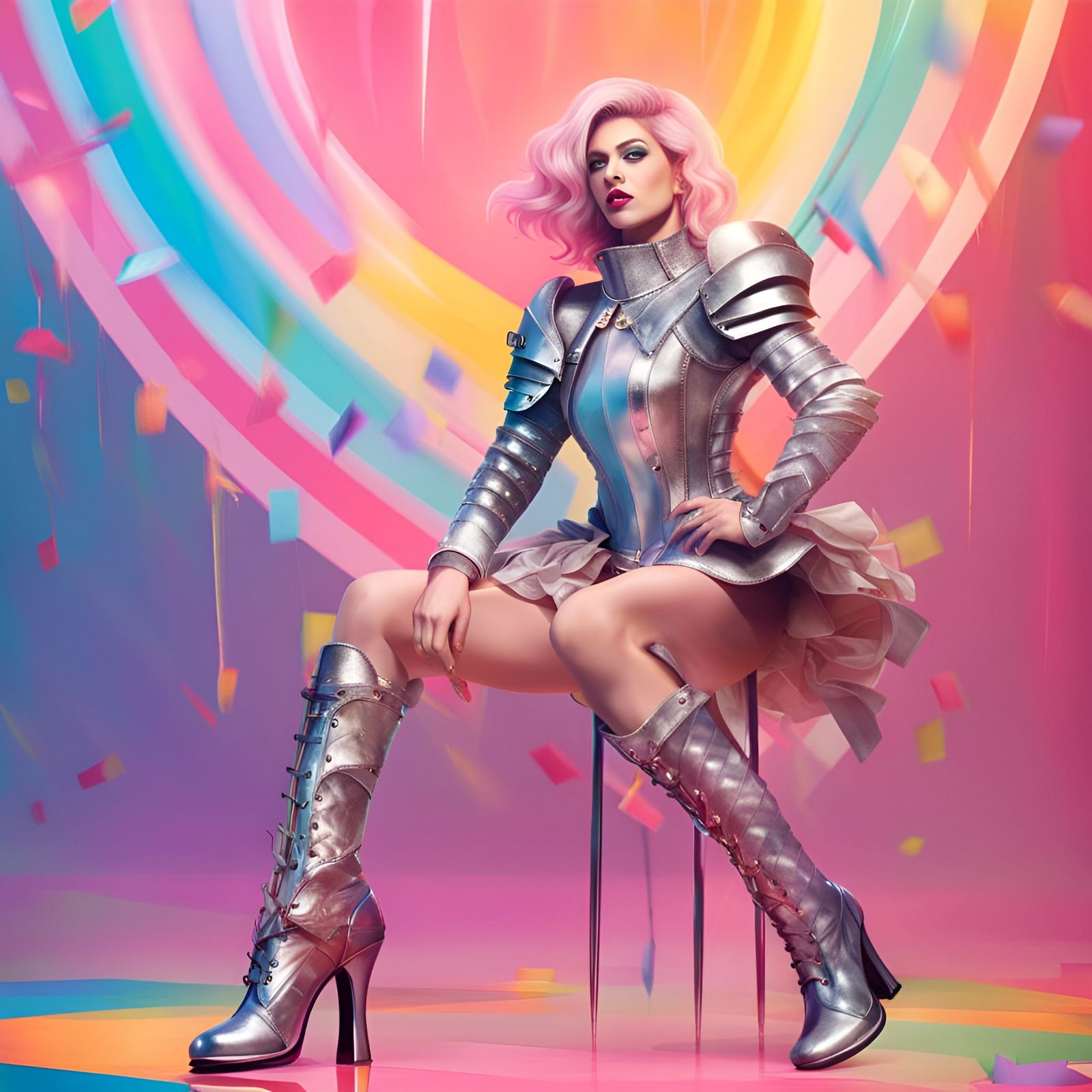 Fabulous Armored Drag Queen Knight on Battlefield