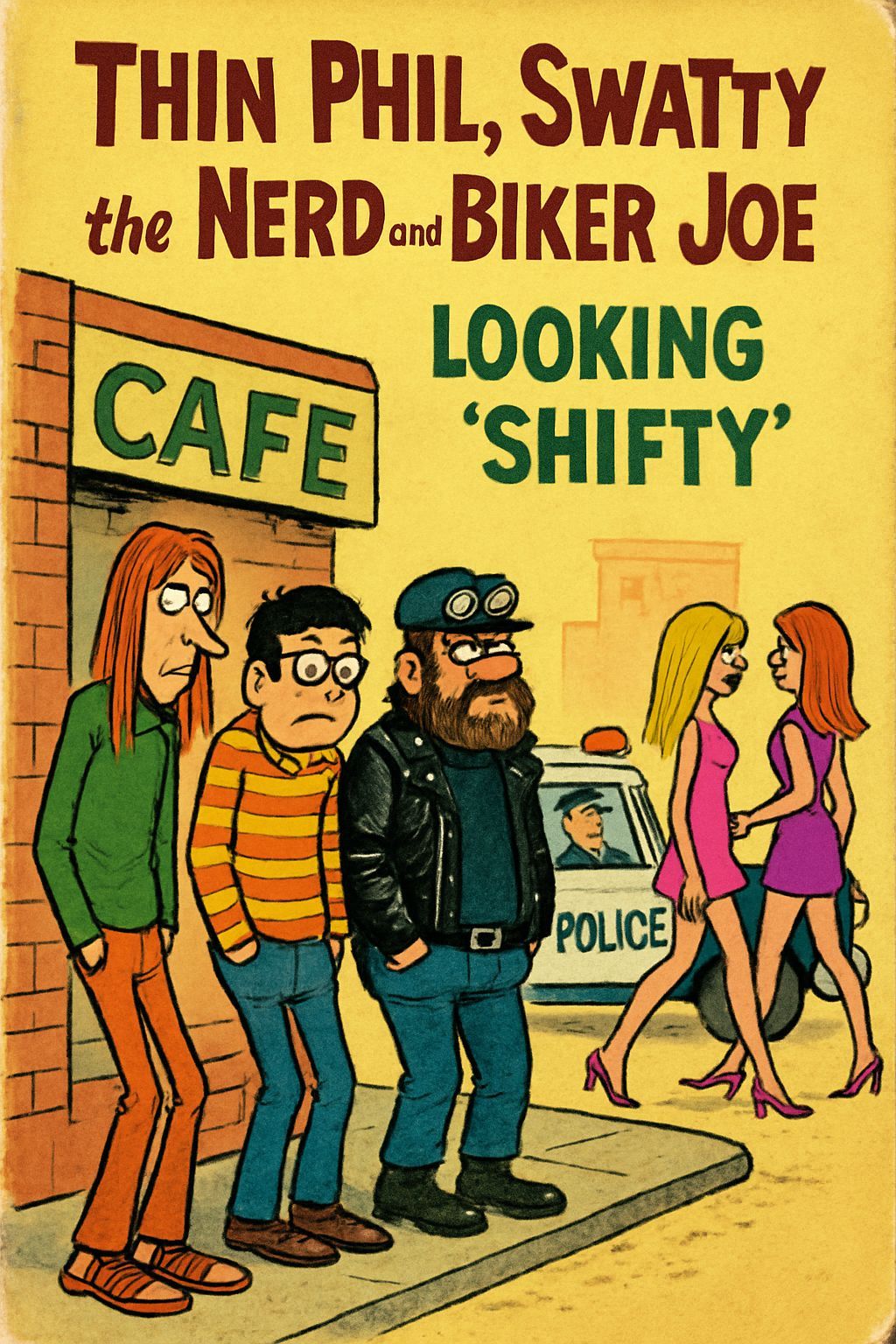 1960s Cartoon Book Cover with Shifty Characters