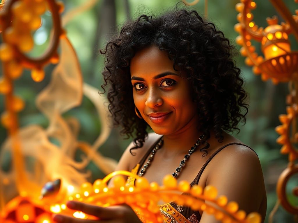 Vibrant Alebrije Artisan in Mystical Forest