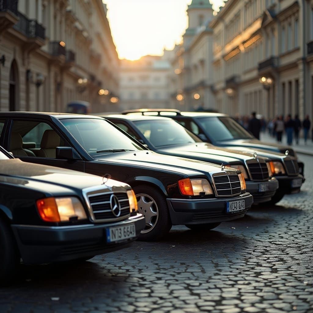 Mercedes Benz Cars in Prague: Cinematic Film Still