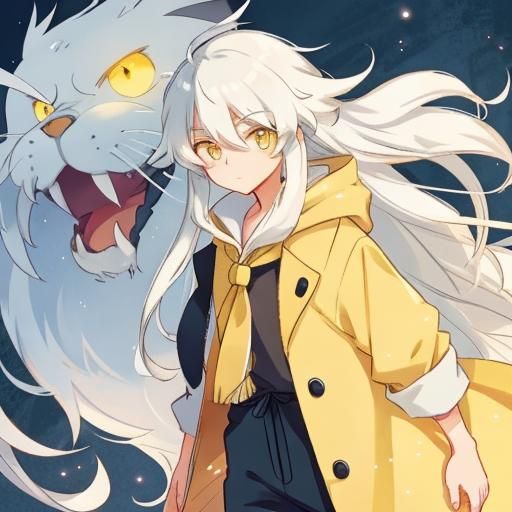 Studio Ghibli Style Boy with White Hair