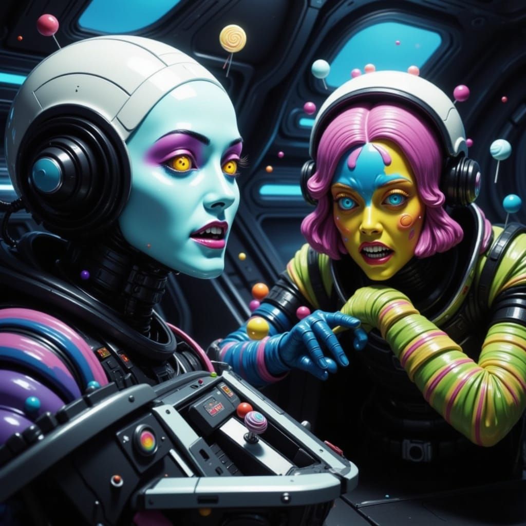 Candyland Sci-Fi Scene in Whimsical Digital Illustration Sty...