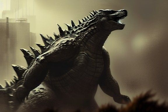 Godzilla Concept Art in Post-Apocalyptic Setting
