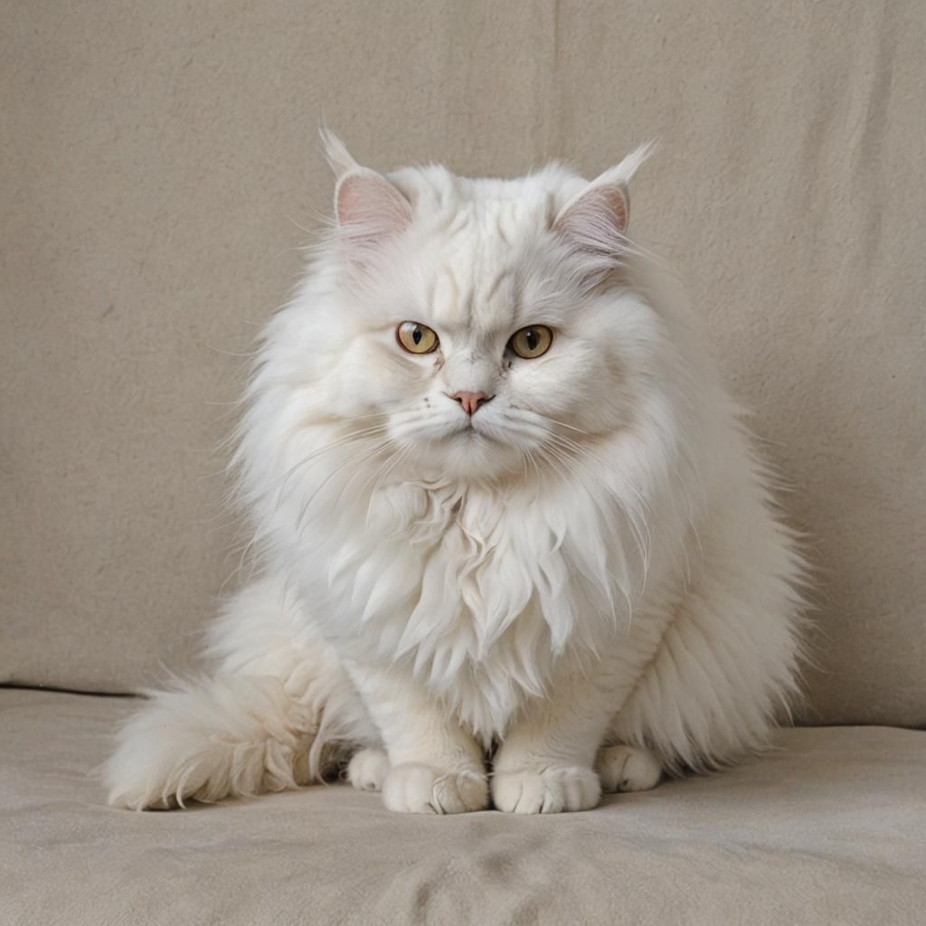 Fluffy White Cat Portrait