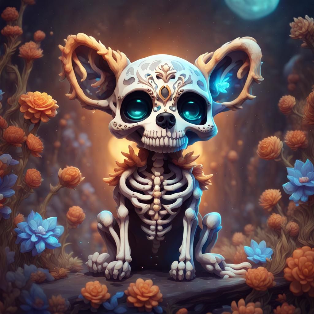 chibi skeleton dog