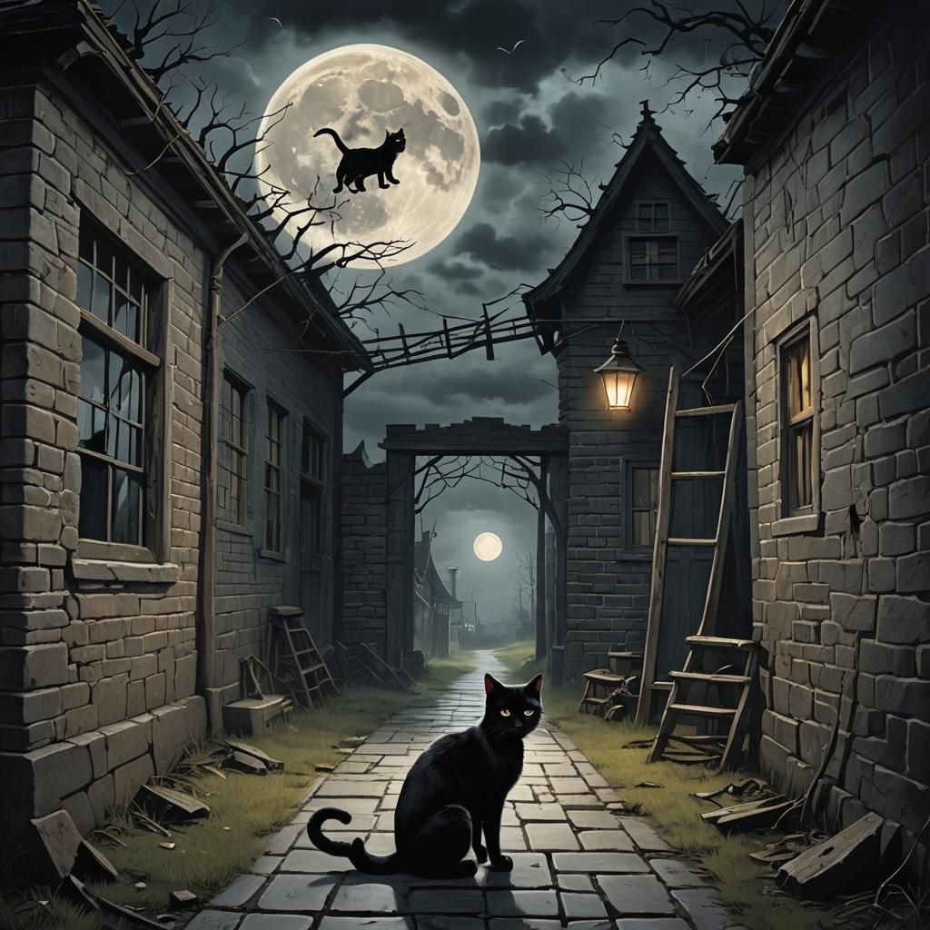 Eerie Friday the 13th Scene in Art Brut Style