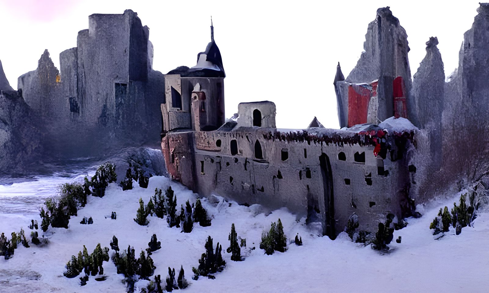 Winter Majesty: A Medieval Castle Matte Painting
