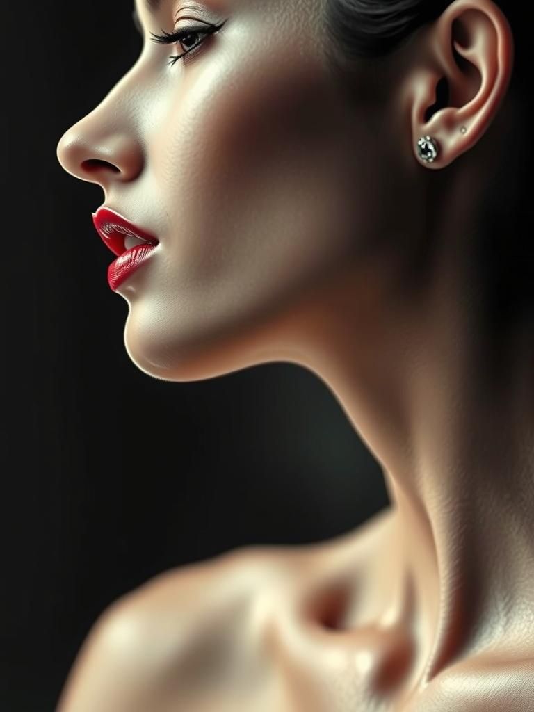 Monochrome Portrait of Stylized Woman in Avant-Garde Style