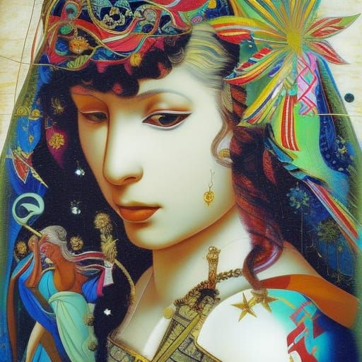 Venus Portrait in Botticelli Style with Roman Backdrop