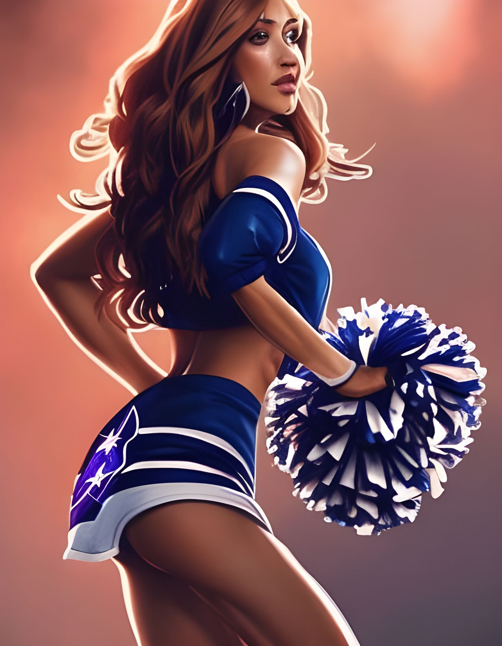 Dallas Cowboys Cheerleader Portrait in Digital Art Style