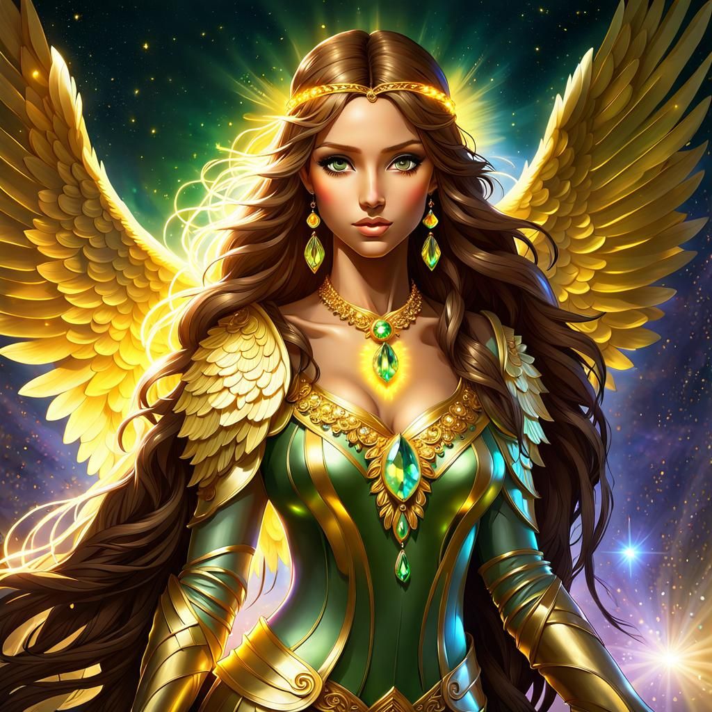 Golden Angel with Bioluminescent Details, Leonardo da Vinci ...